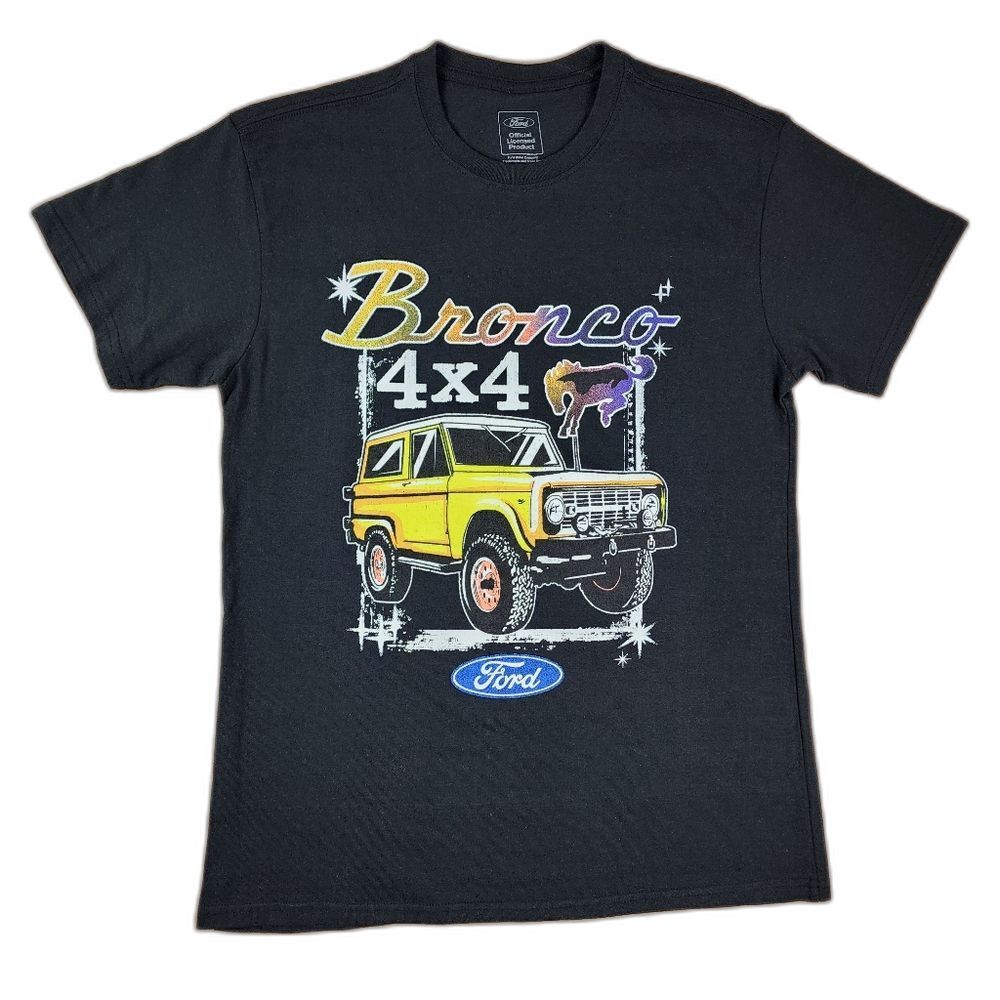 Ford Bronco 4x4 Tee Graphic T Shirt Pullover Top Black Cotton Blend Size L